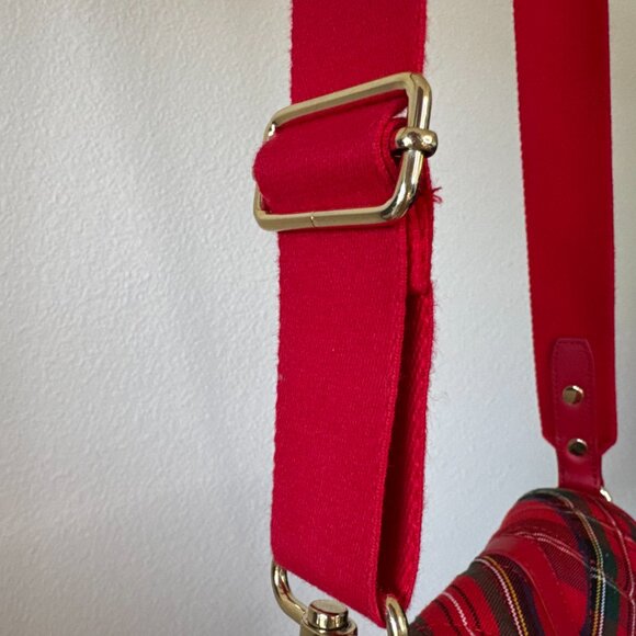Talbots Red Tartan Plaid Wool Crossbody Bag Leather Flap Holiday Classic - Picture 9 of 15